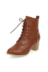 New Fashion Spring Outfit Pointed Toe Lace Up Cutout Ankle Boots